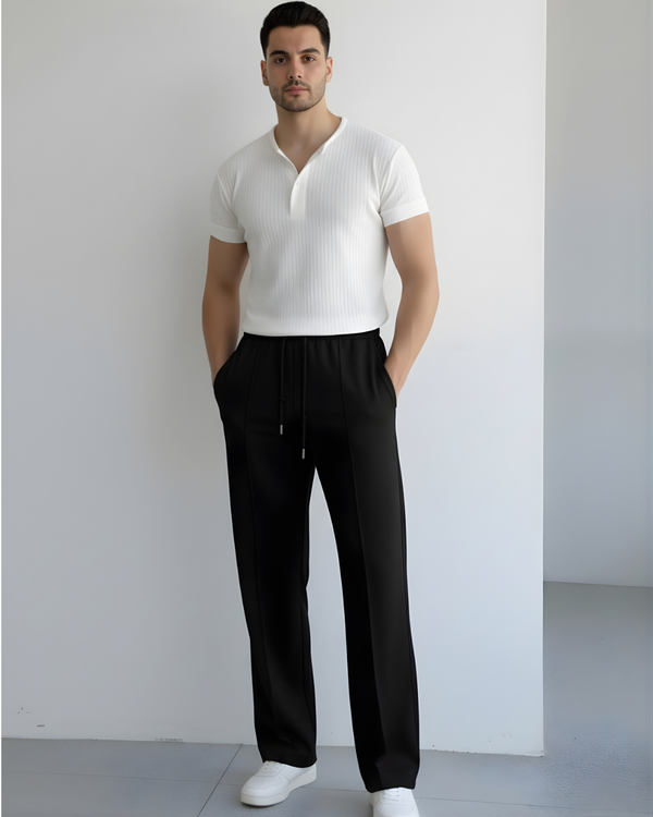 Imported Stripe-Line ( BLACK ) Baggy Jogger