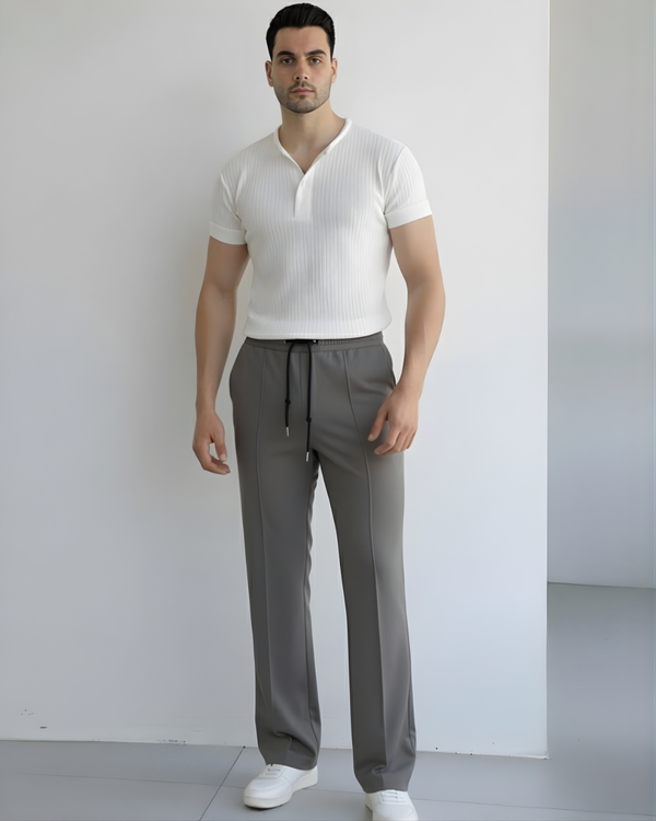 Imported Stripe-Line ( CHARCOAL ) Baggy Jogger