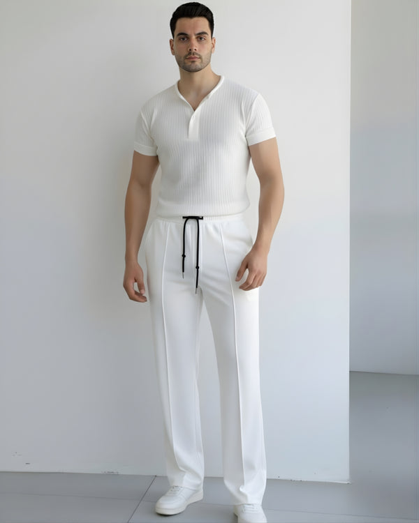 Imported Stripe-Line (WHITE) Baggy Jogger